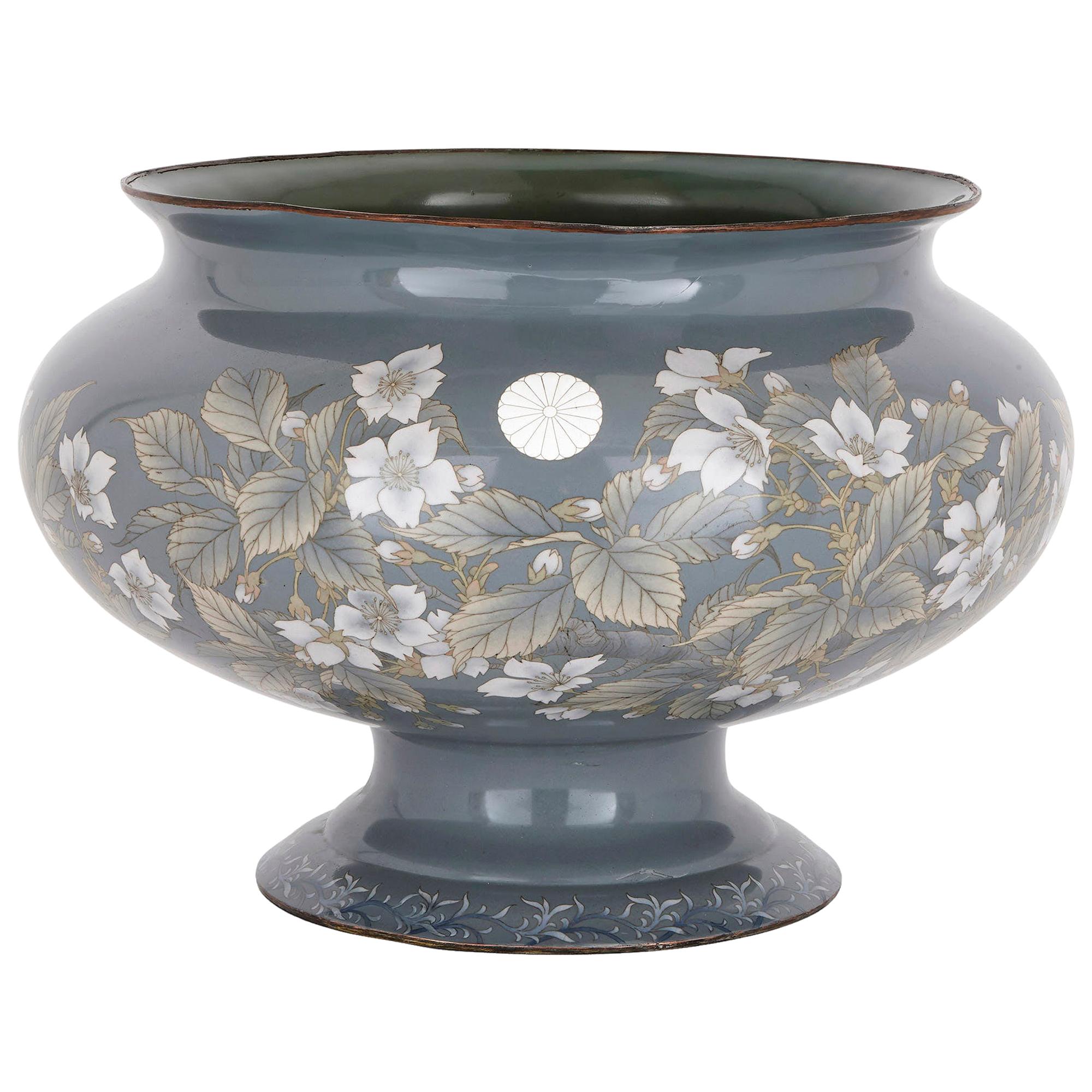 Japanese Cloisonné Enamel Jardinière Signed Attori