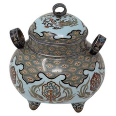 Japanese Cloisonné Enamel Koro by Tsukamoto Hikokichi