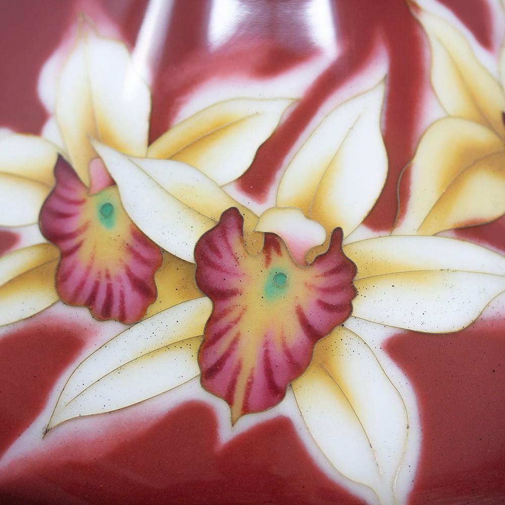 Japanese Cloisonne Enamel Orchid Vase Ando Company 6