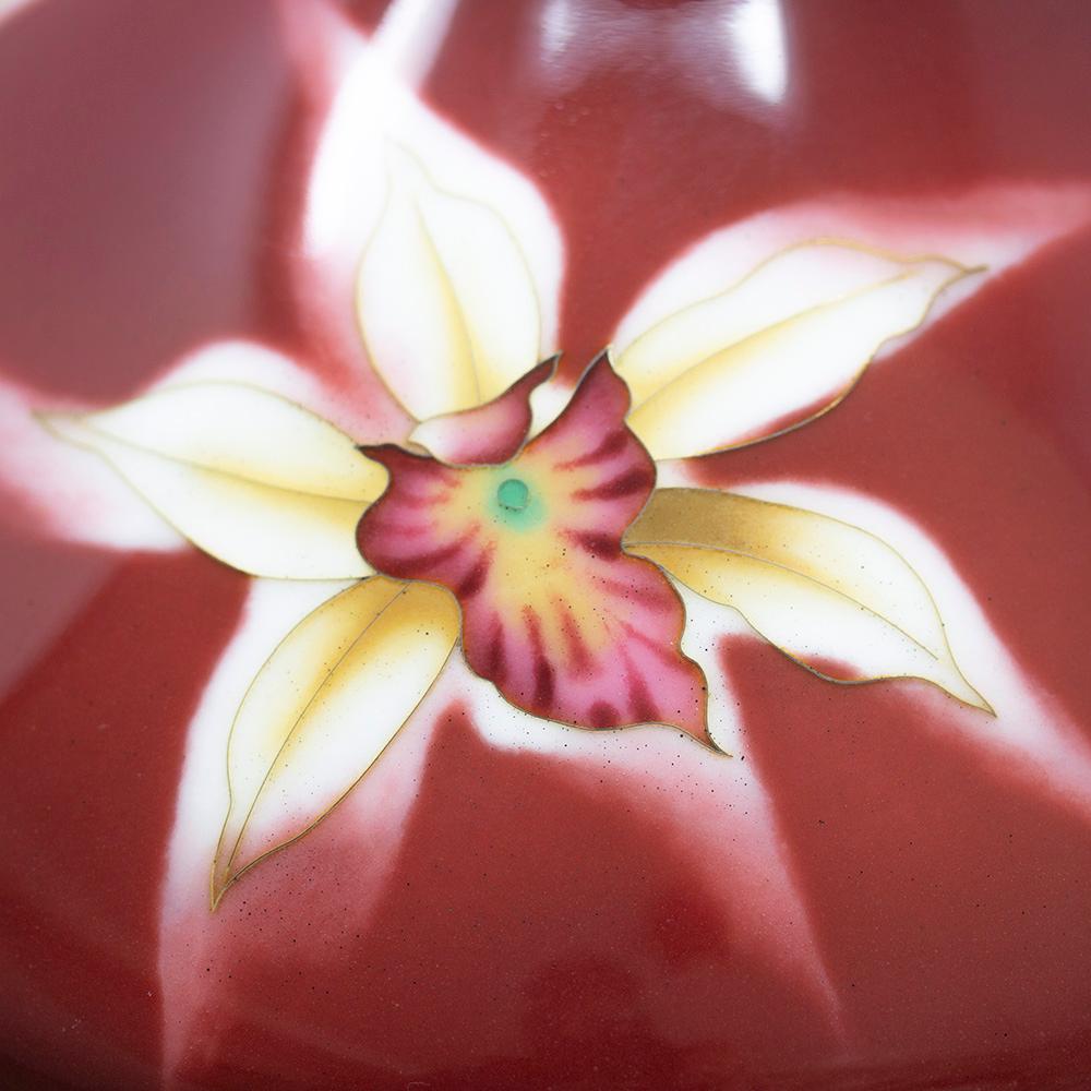 Japanese Cloisonne Enamel Orchid Vase Ando Company 7