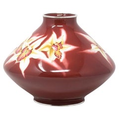 Japanese Cloisonne Enamel Orchid Vase Ando Company