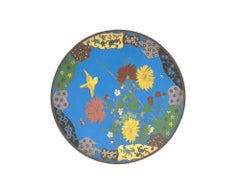 Japanese Cloisonne Enamel Over Copper Plate Charger