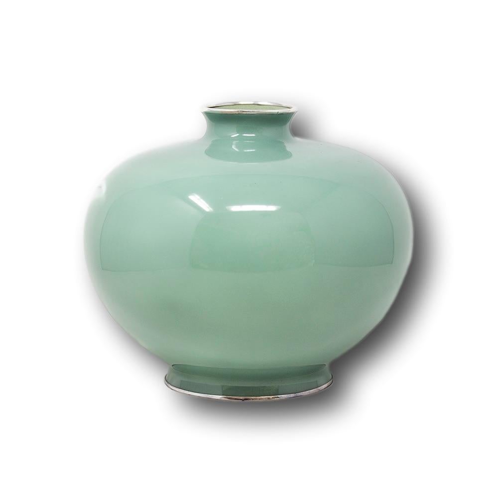 Meiji Japanese Cloisonne Enamel Peony Vase Ando Company For Sale