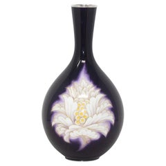 Vintage Japanese Cloisonne Enamel Peony Vase Signed Ando Company