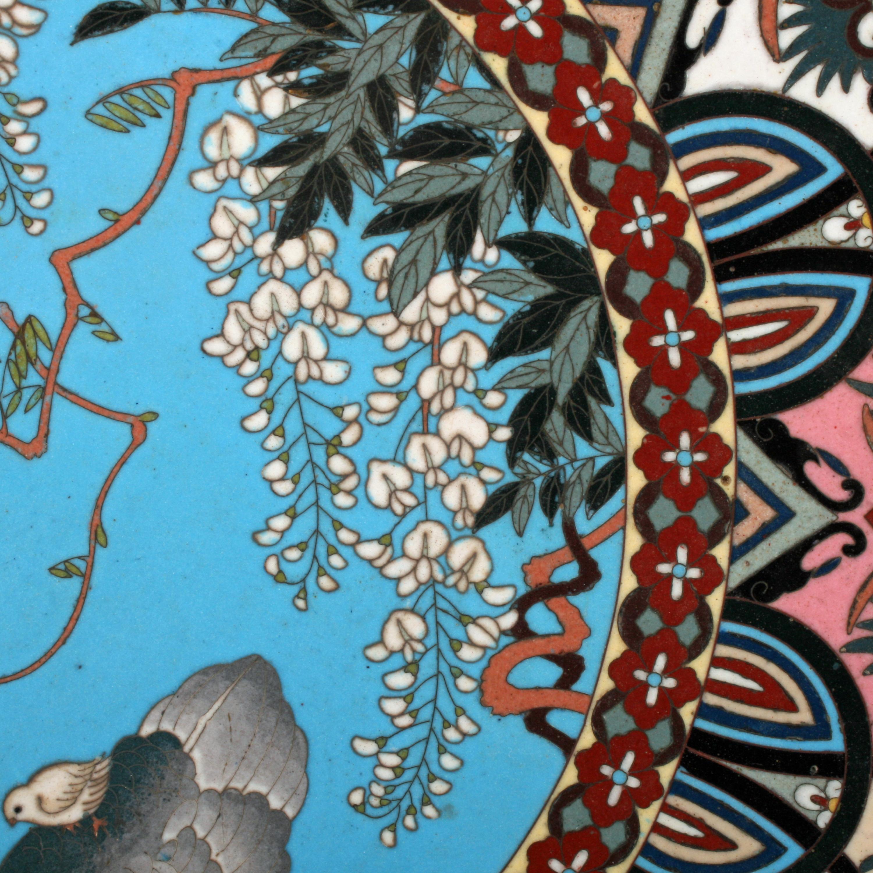 19th Century Japanese Cloisonné Enamel Plaque For Sale