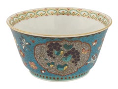 Cuenco japonés de porcelana esmaltada Cloisonné Periodo Meiji Paneles florales