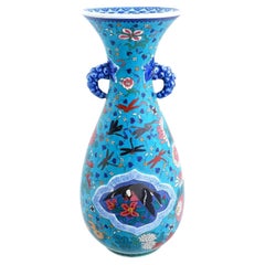Japanische Cloisonne Emaille Porzellan Vase W Griffe