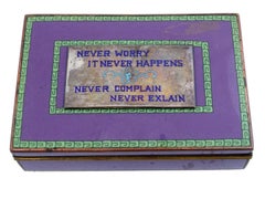 Japanese Cloisonne Enamel Purple Trinket Box Signed Inaba With Silver Plaque