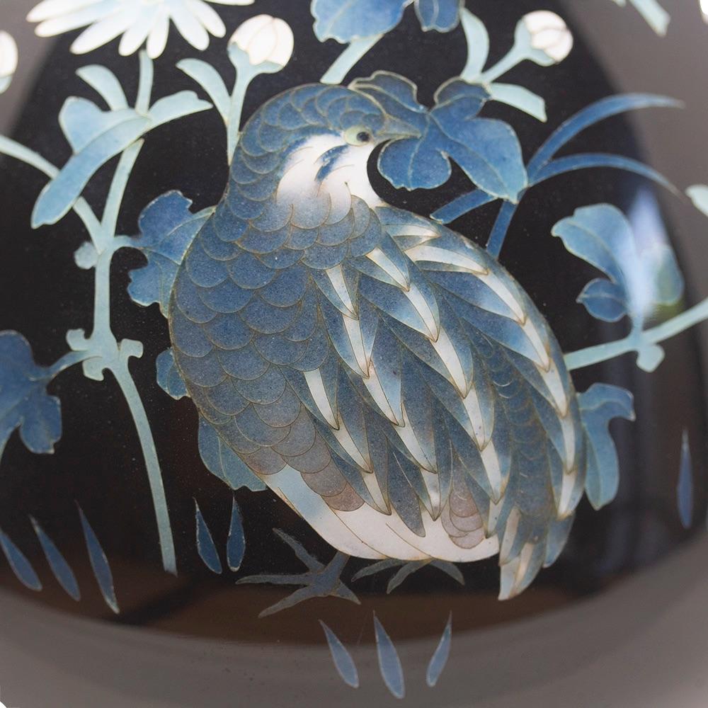 Japanische Cloisonné-Emaille-Kachelvase Shobido aus Osaka, Shobido (Versilberung) im Angebot