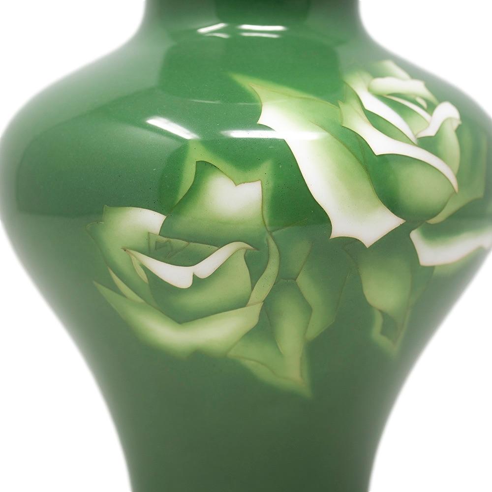 Enameled Japanese Cloisonne Enamel Rose Vase Signed Ando Company
