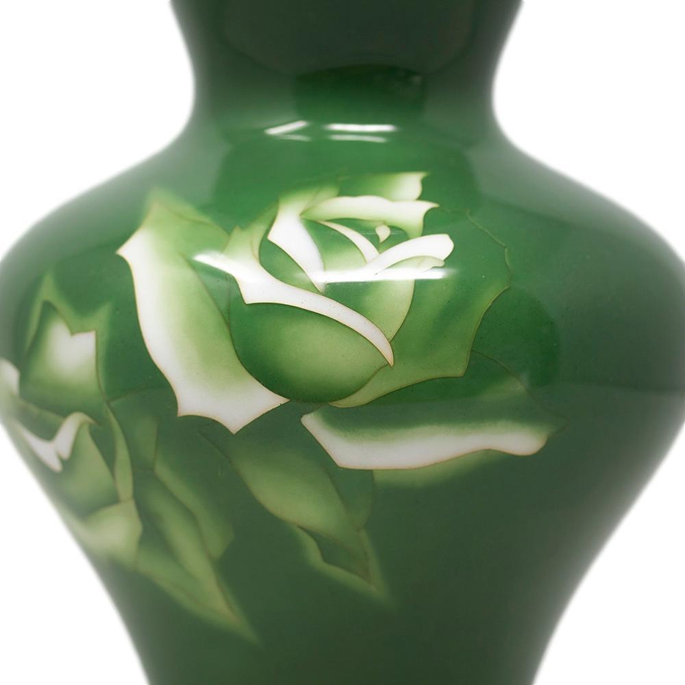 Japanese Cloisonne Enamel Rose Vase Signed Ando Company In Good Condition In Newark, England