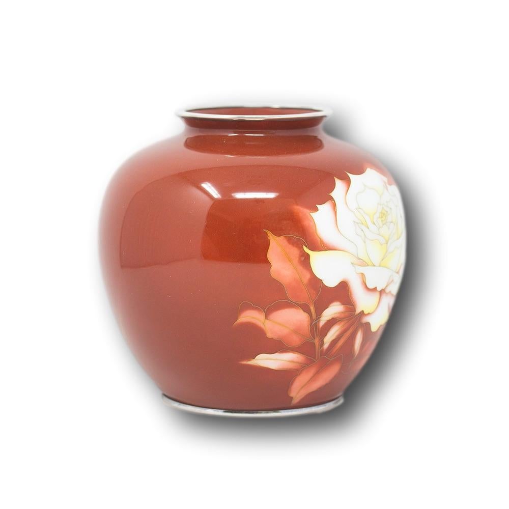 Enameled Japanese Cloisonne Enamel Vase  Ando Company For Sale