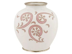 Vase en émail cloisonné japonais Ecole Ando Rose Blanc Minimaliste