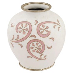 Vase en émail cloisonné japonais Ecole Ando Rose Blanc Minimaliste
