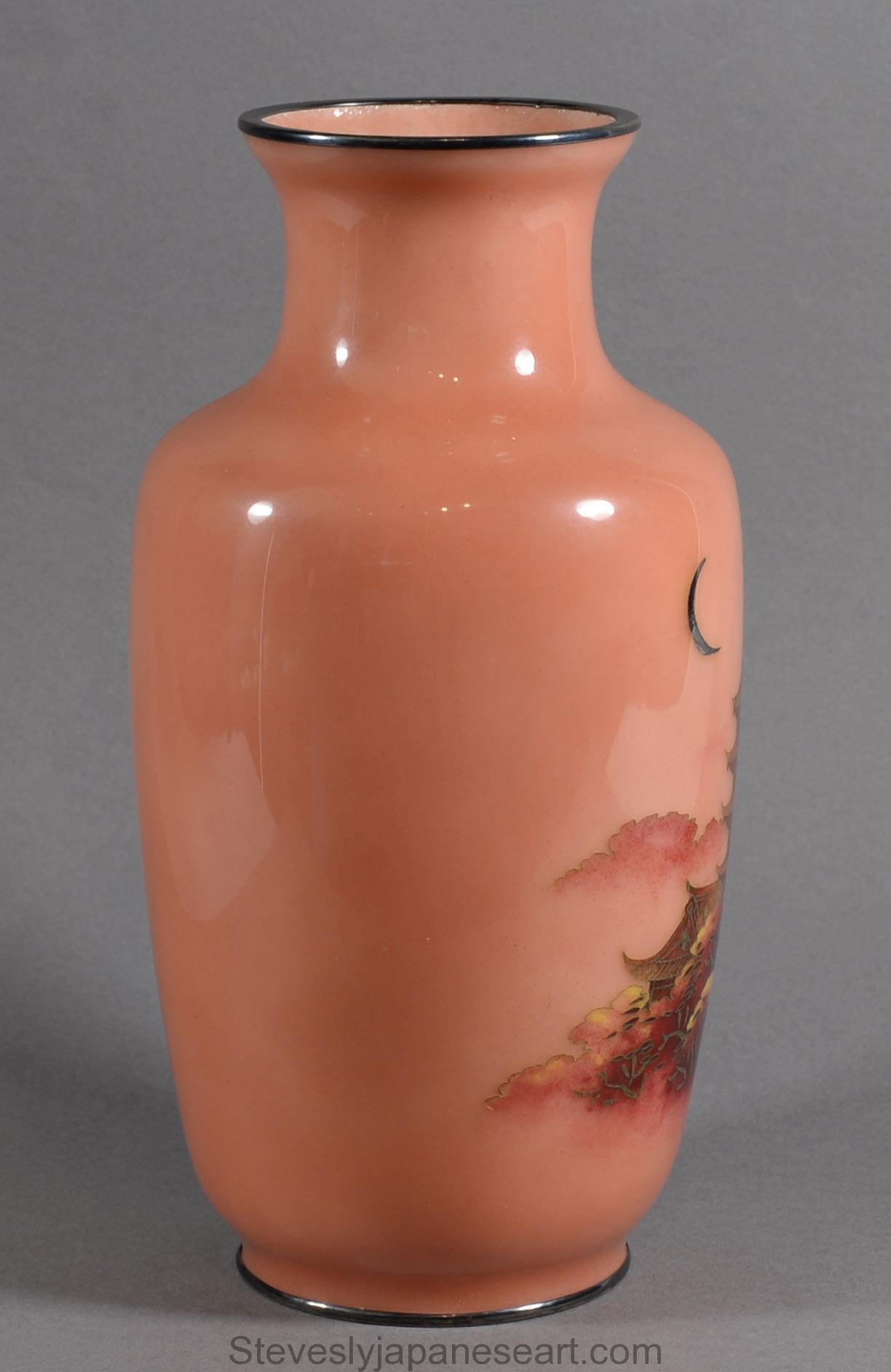 Taisho Japanese Cloisonne Enamel Vase By Ando Company