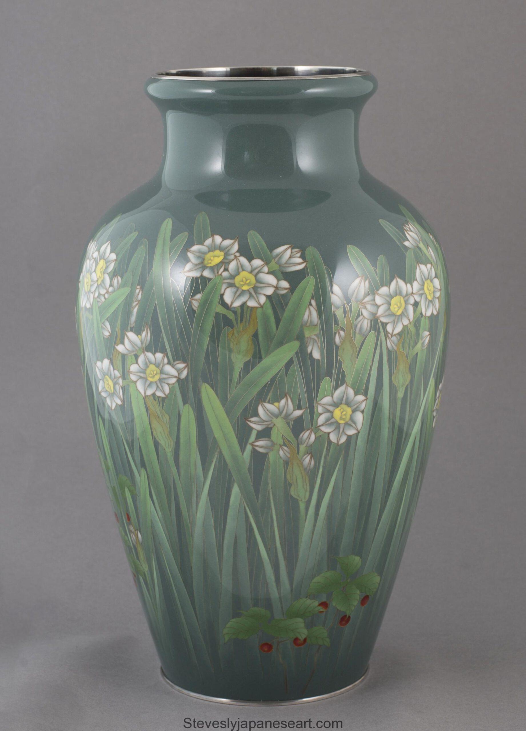 Japanese Cloisonne Enamel Vase by Ando Jubei 1