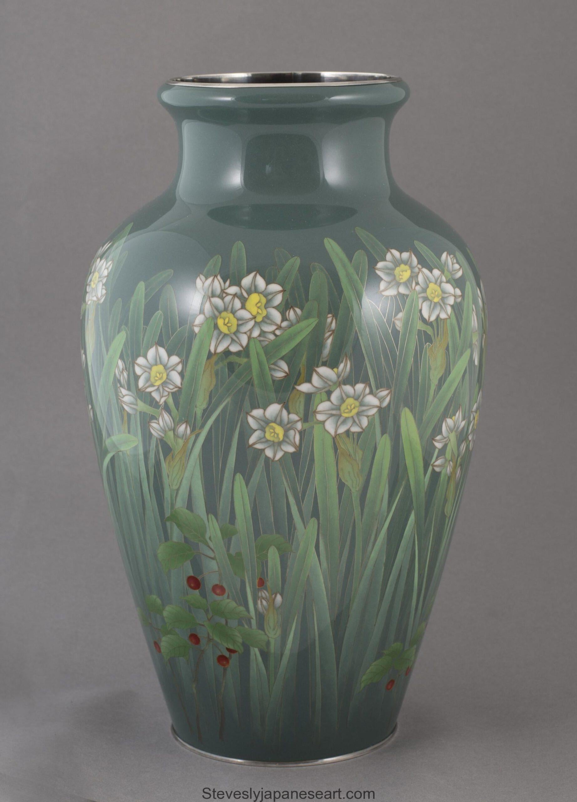 Japanese Cloisonne Enamel Vase by Ando Jubei 2