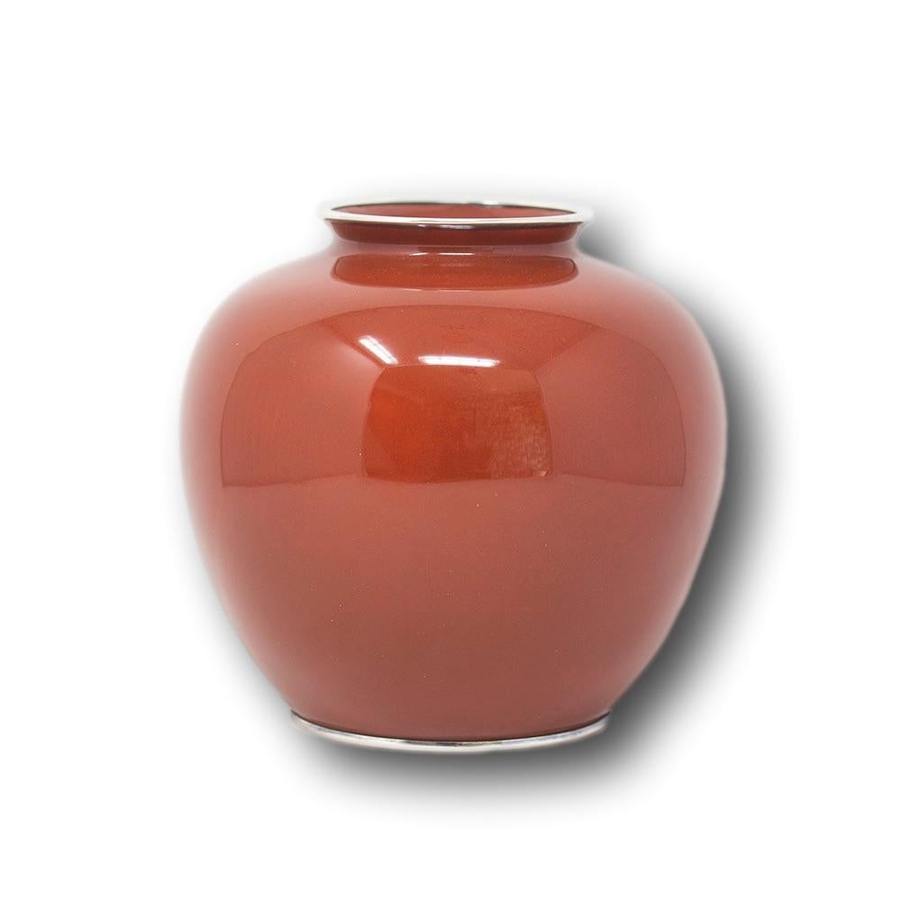 Smaltato Vaso giapponese in smalto cloisonne della ditta Ando in vendita