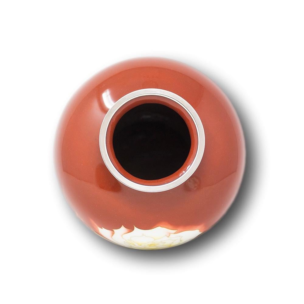 Argento Vaso giapponese in smalto cloisonne della ditta Ando in vendita