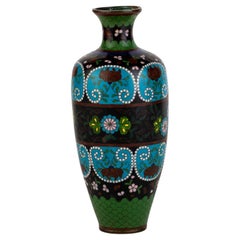 Japanese Cloisonne Enamel Vase Meiji 19th Century 