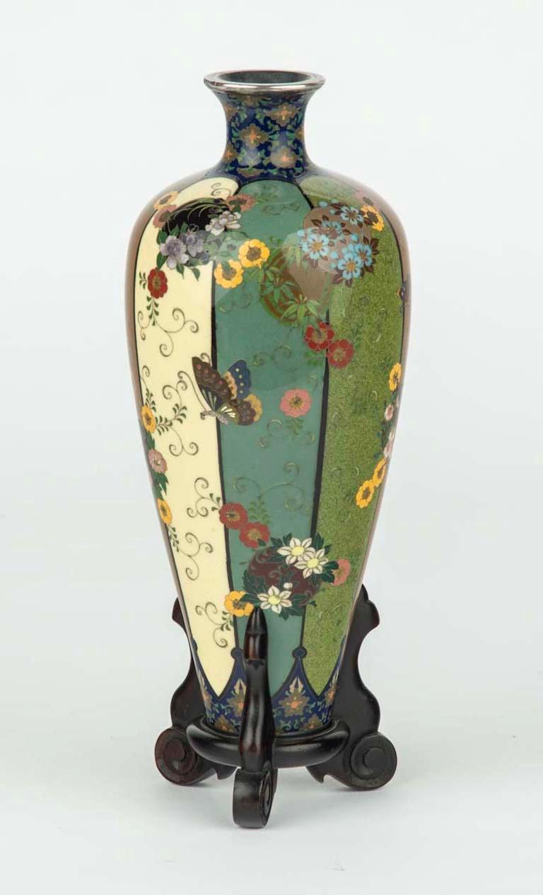 Silver Japanese Cloisonne Enamel Vase – Namikawa Yasuyuki For Sale