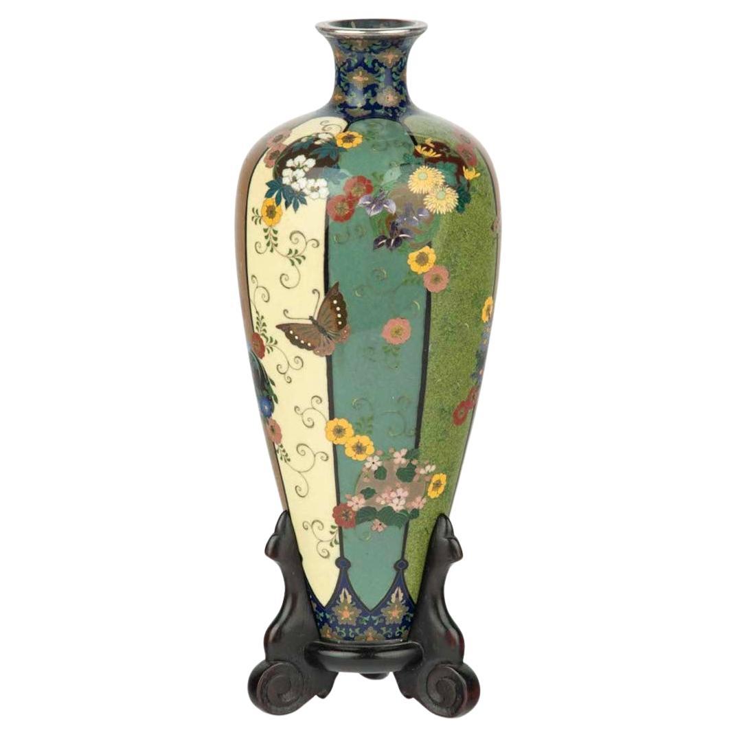 Vase en émail cloisonné japonais - Namikawa Yasuyuki en vente