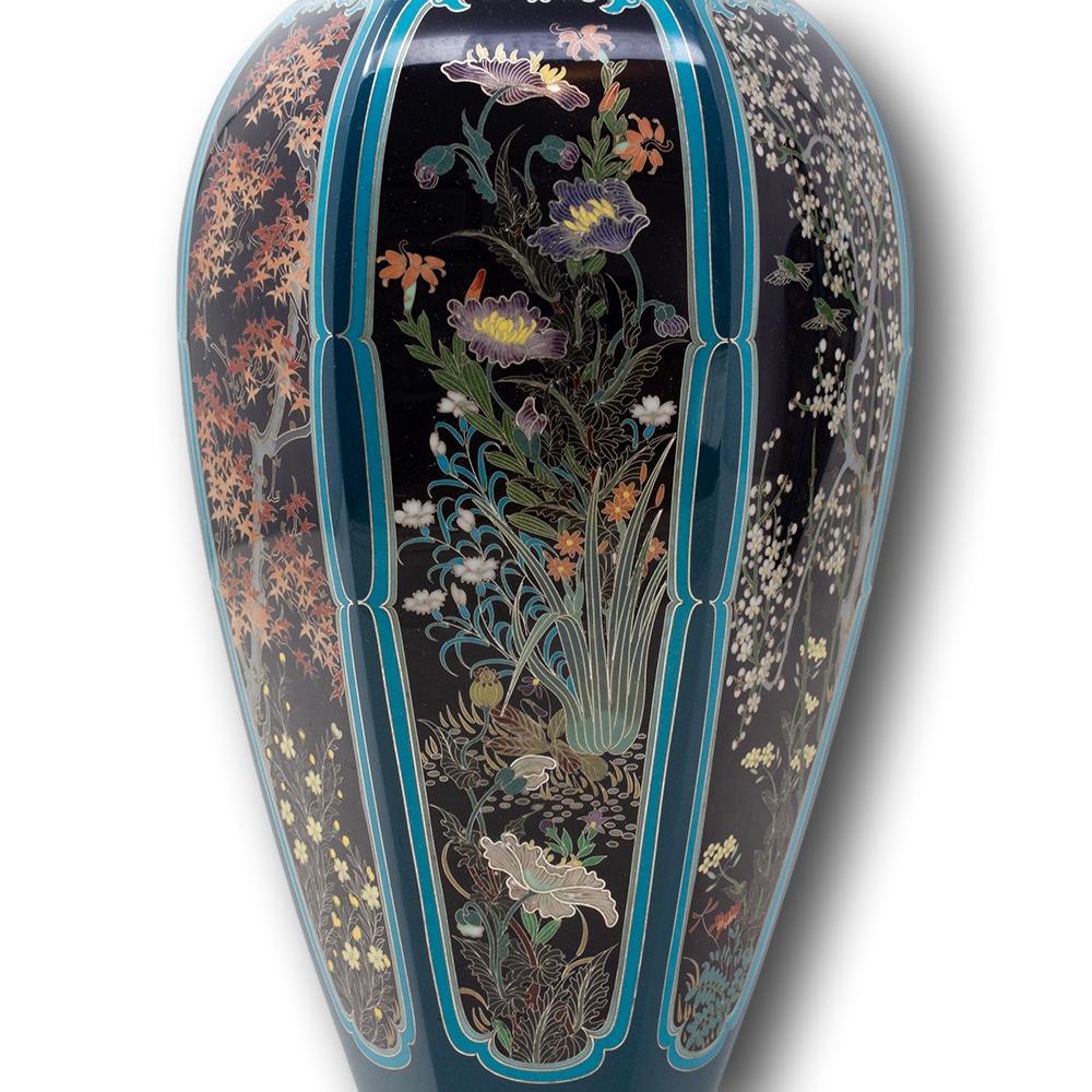 Coppia di vasi giapponesi in smalto cloisonné di Ota Hyozo, periodo Meiji in vendita 5