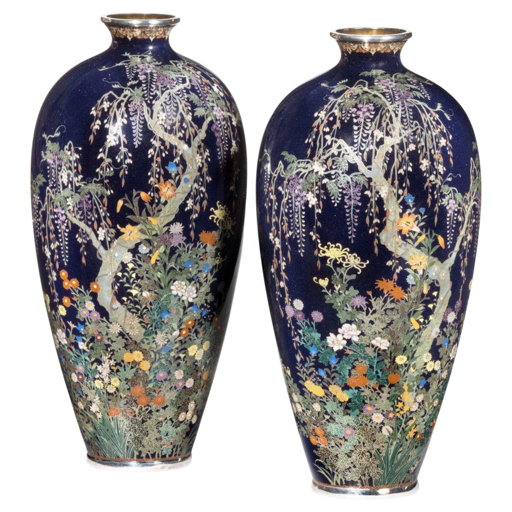 Fine Japanese Cloisonne Enamel Vase Namikawa Yasuyuki For Sale at 1stDibs