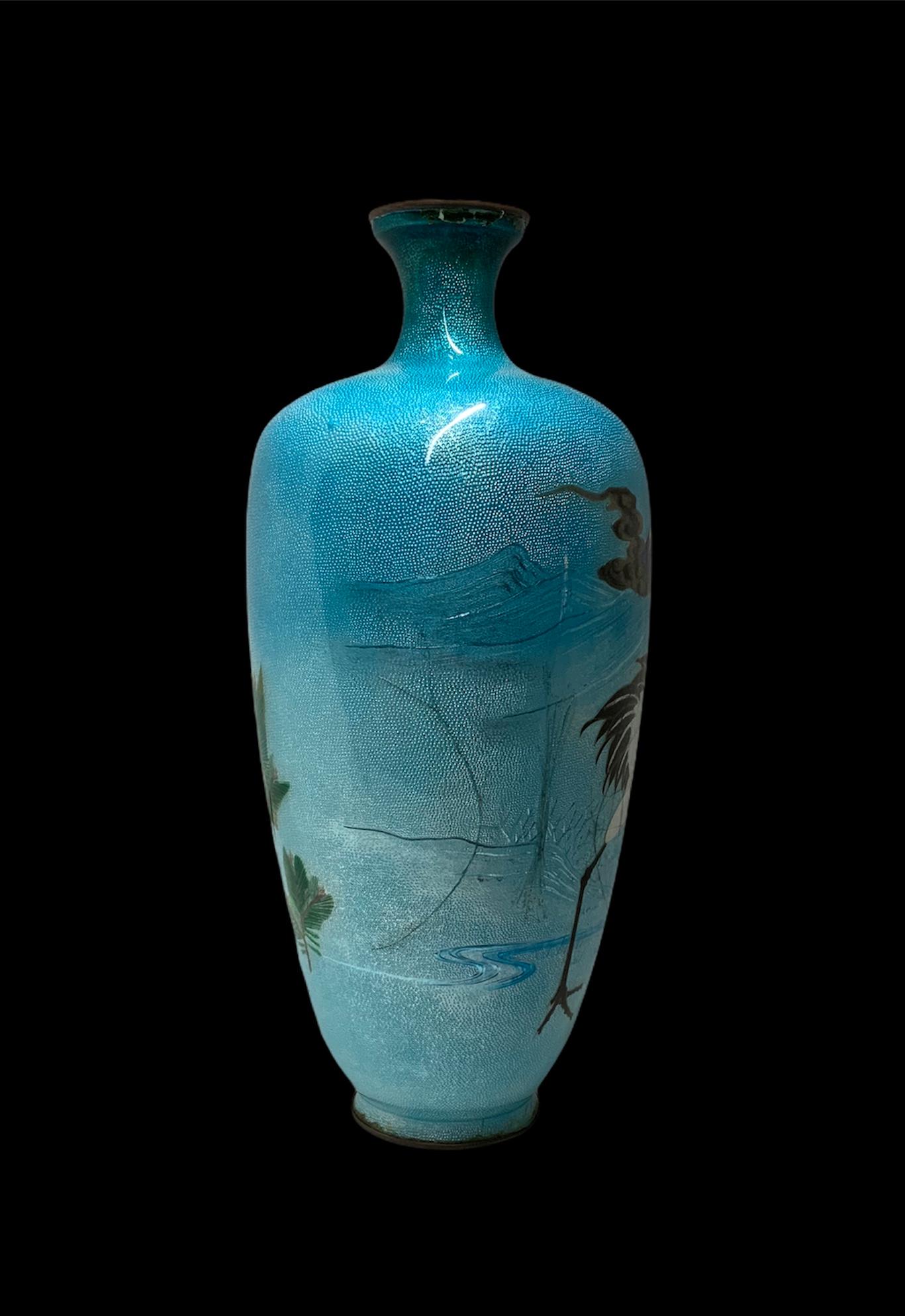 Japanese Cloisonné Foil Urn Vase For Sale 4