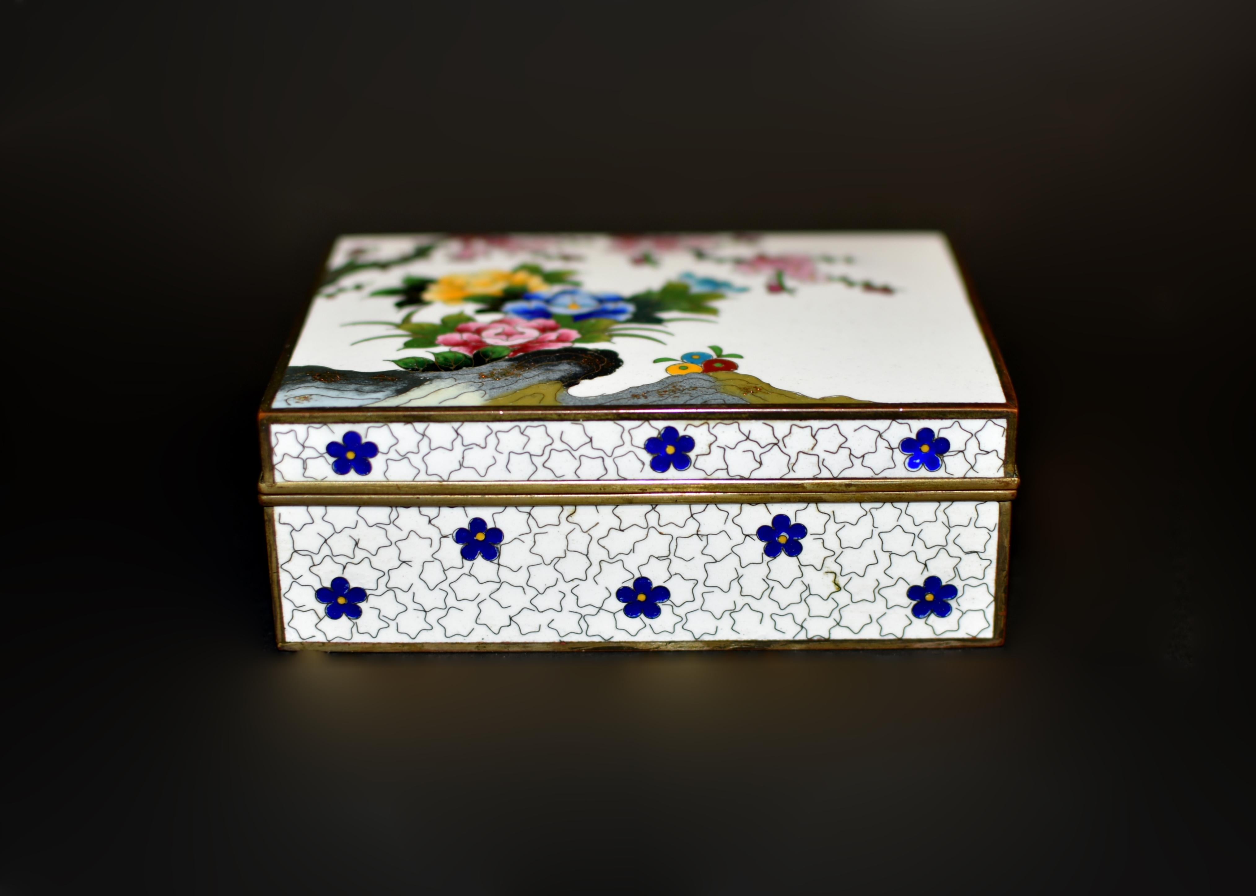 Japanese Cloisonne Inaba Signed Box Meiji Period In Excellent Condition In Somis, CA