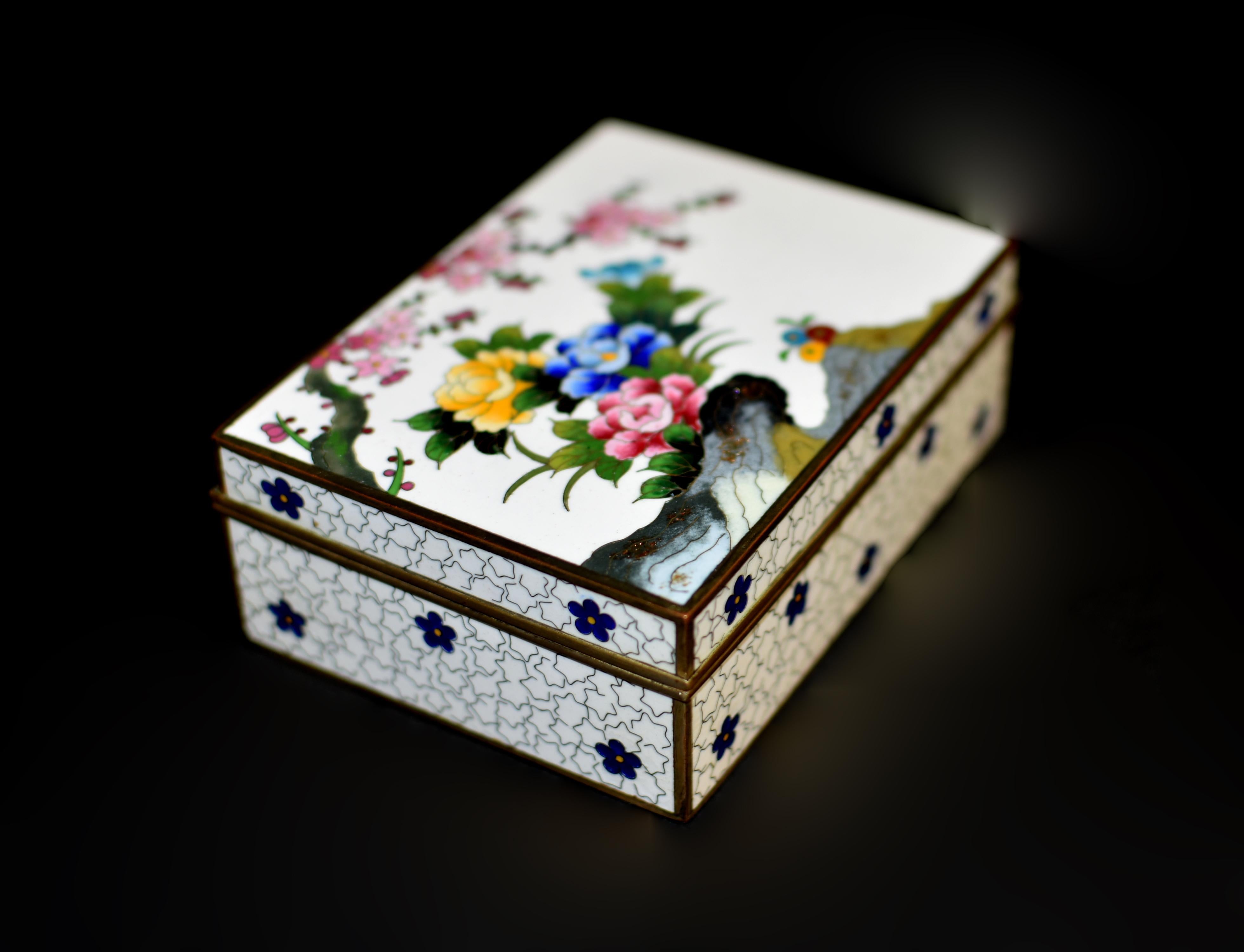 Metal Japanese Cloisonne Inaba Signed Box Meiji Period