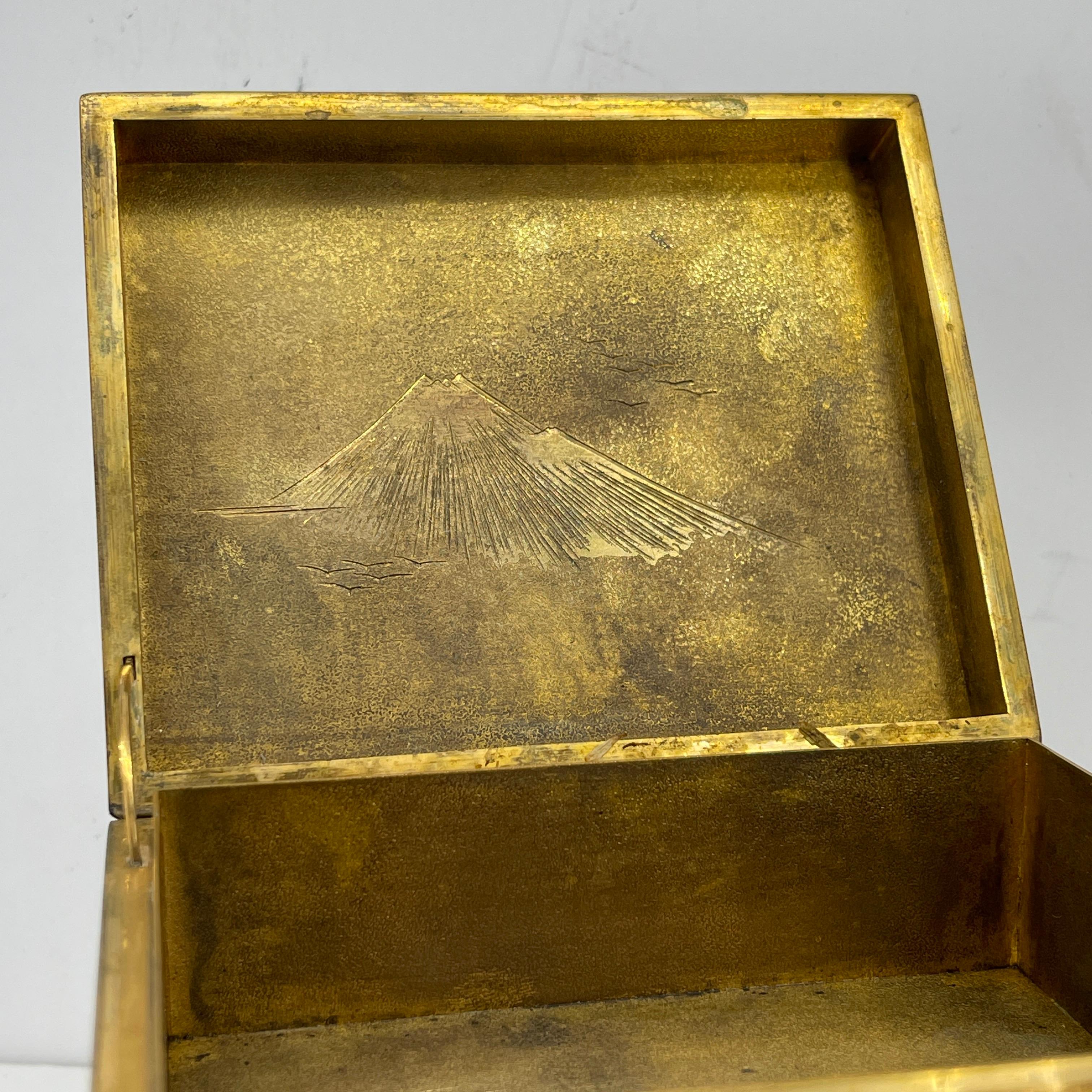Japanese Cloisonne Jewelry Vanity Box Engraved Bronze Interior 4