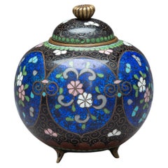 Japanese Cloisonné Koro with Cover, Meiji Period