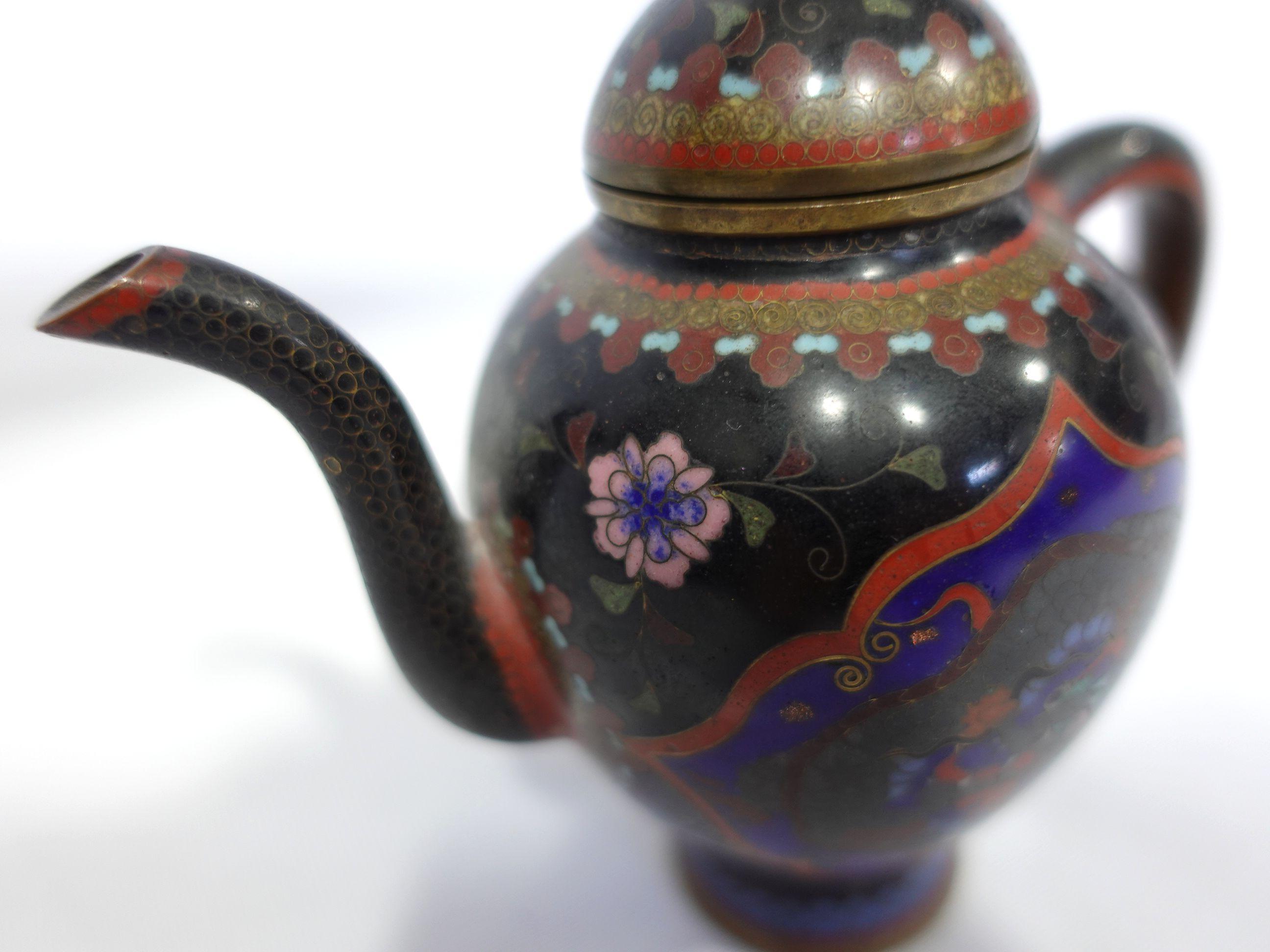 Hand-Crafted Antique Japanese Cloisonné Meiji Period Dragon Teapot CO#06 For Sale