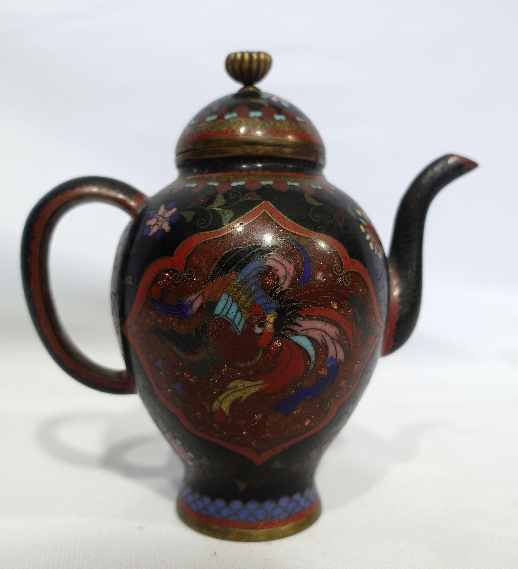 19th Century Antique Japanese Cloisonné Meiji Period Dragon Teapot CO#06 For Sale