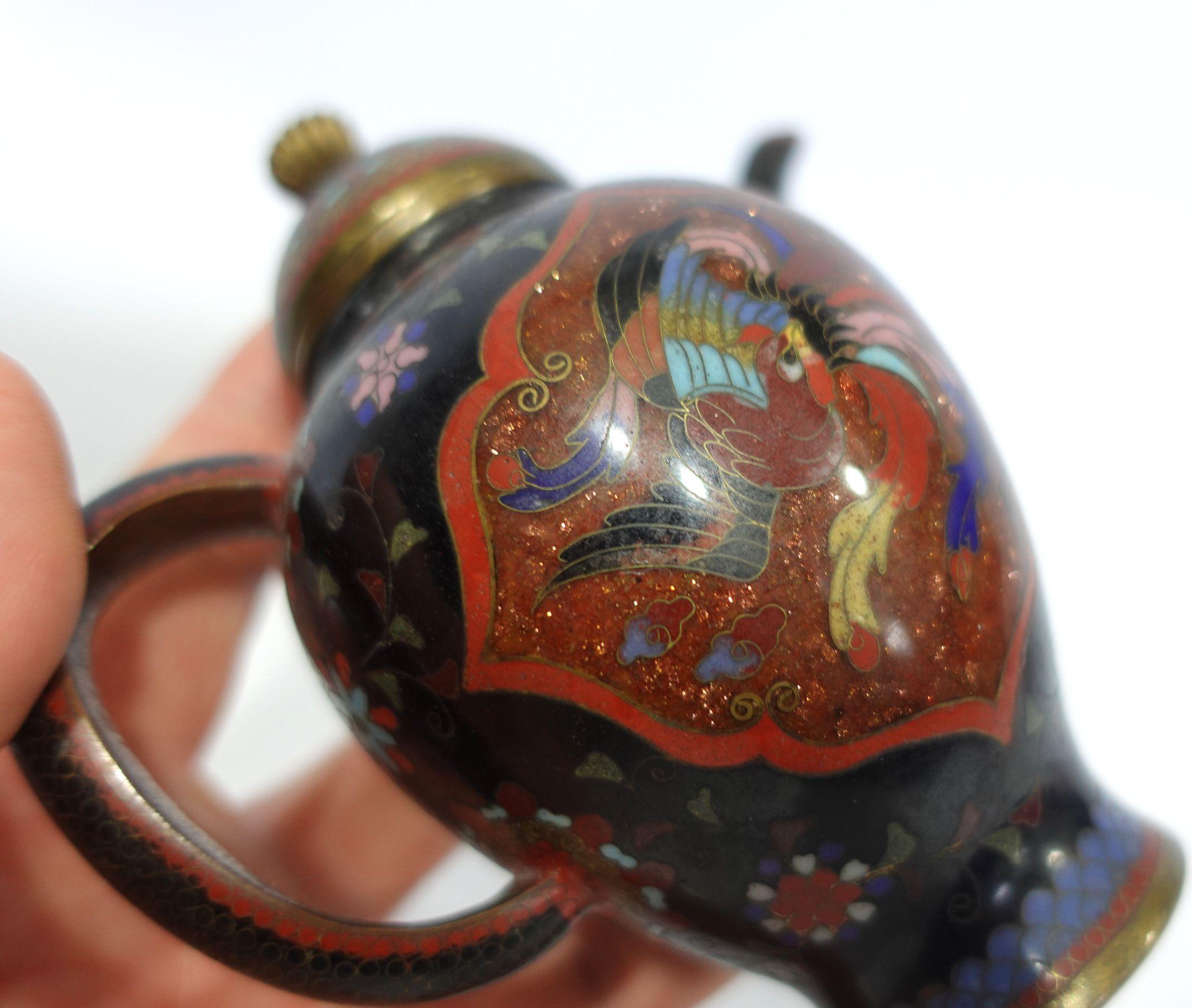 Antique Japanese Cloisonné Meiji Period Dragon Teapot CO#06 For Sale 1