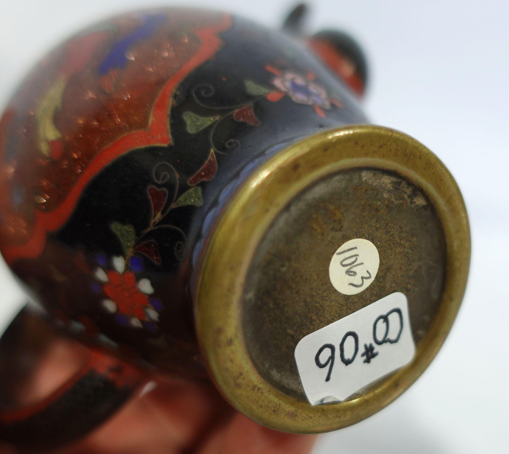 Antigua Tetera Japonesa Cloisonné Periodo Meiji Dragón CO#06 en venta 2