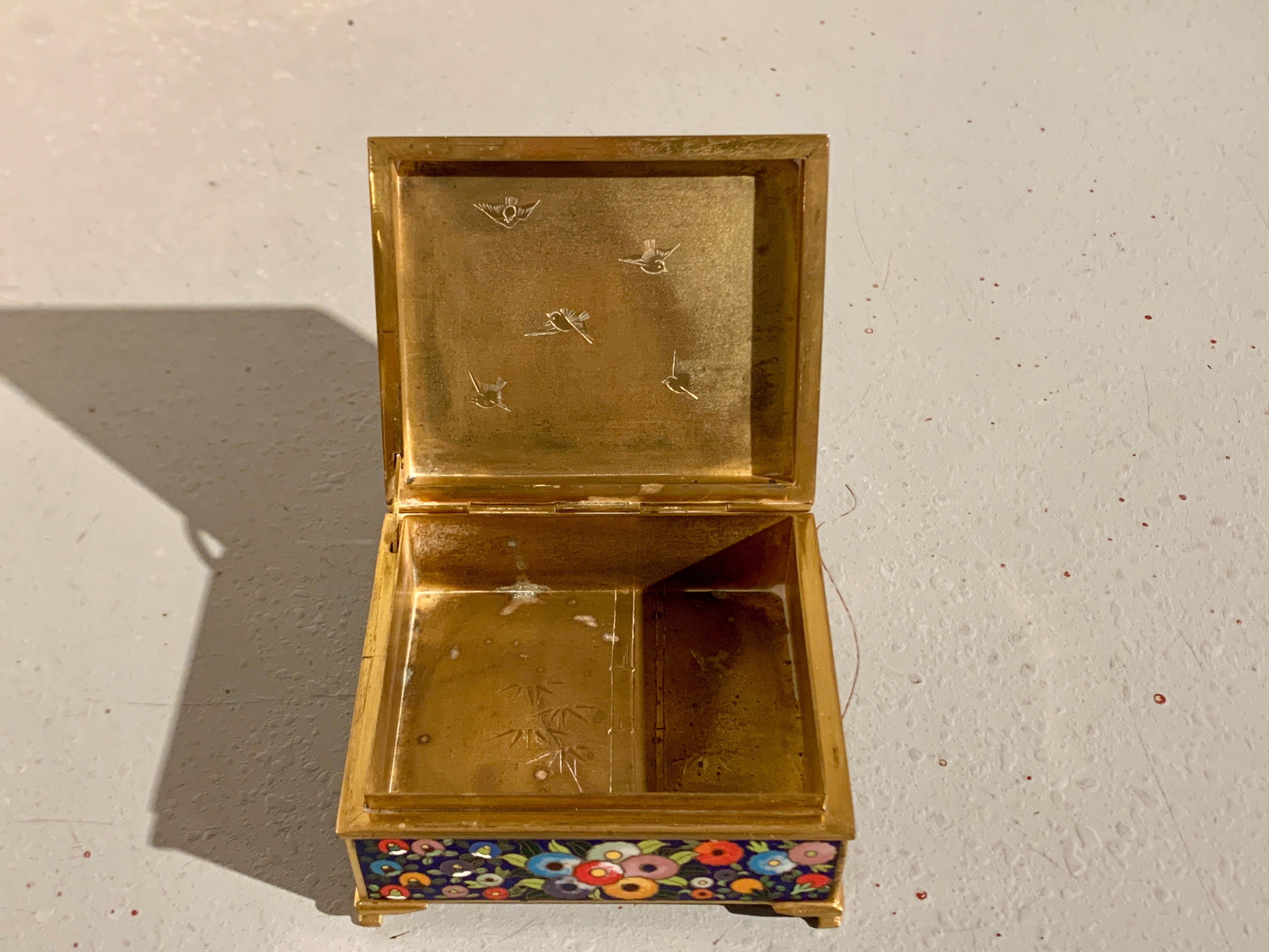Japanese Cloisonne Millefleur Box by Inaba, Taisho Period, Japan In Good Condition In Austin, TX
