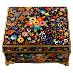 Antique Japanese Cloisonne Millefleur Box by Inaba, Taisho Period, Japan