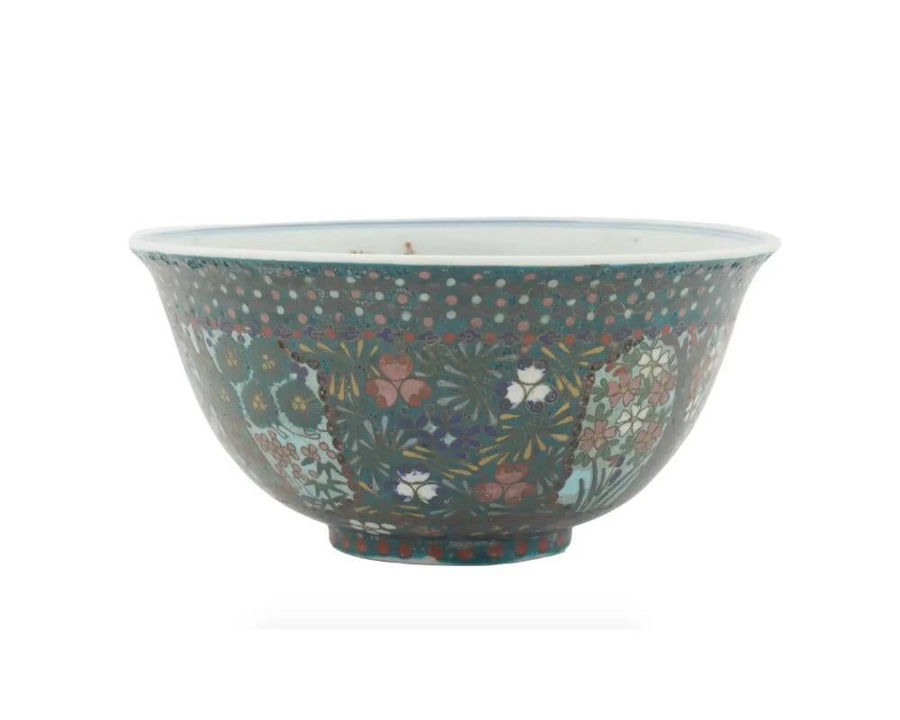 Cloissoné Japanese Cloisonne on Porcelain Bowl, circa 1900