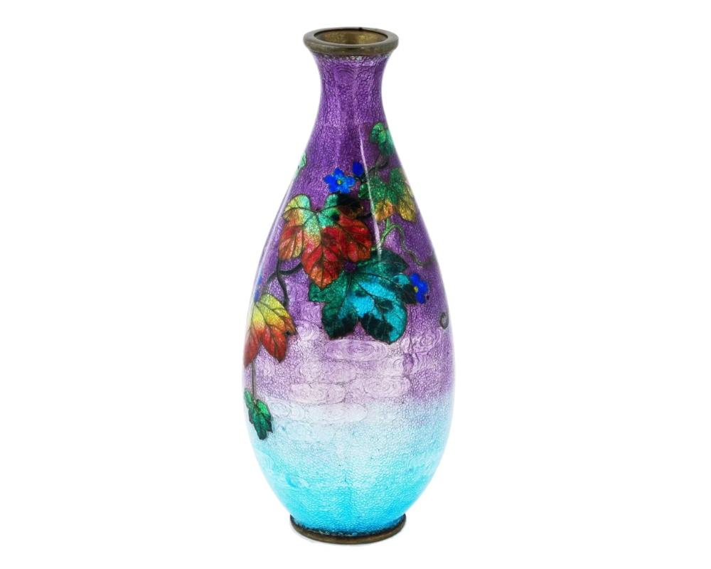 19th Century Japanese Cloisonne Rainbow Meiji Era Ginbari Vase Signed For Sale