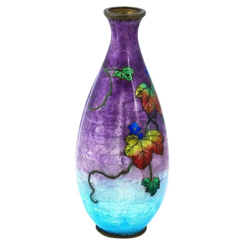 Japanese Cloisonne Rainbow Meiji Era Ginbari Vase Signed For Sale