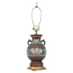 Japanese Cloisonne Table Lamp Mounted on Brass 