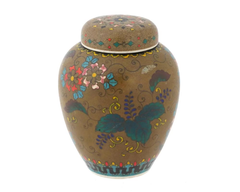 Meiji Japanese Cloisonne Totai Enamel Jar with Paulownia Flowers For Sale