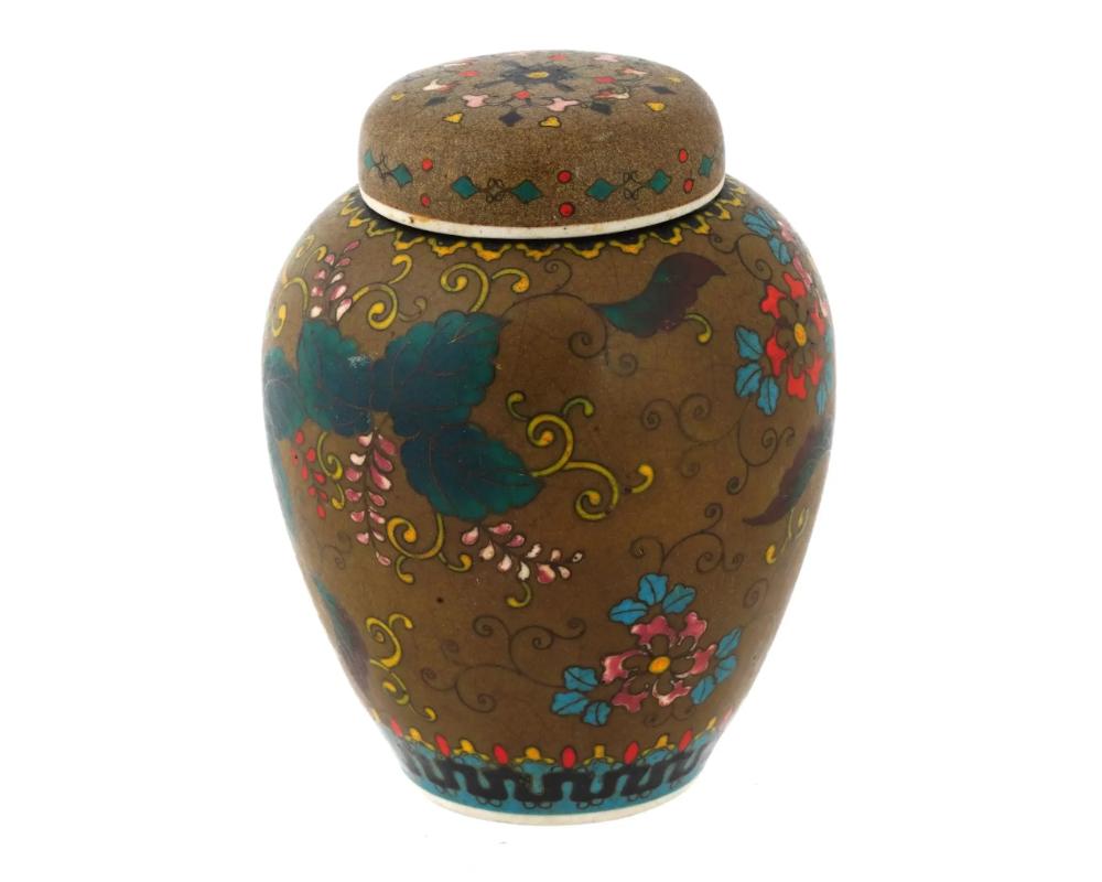 Cloissoné Japanese Cloisonne Totai Enamel Jar with Paulownia Flowers For Sale