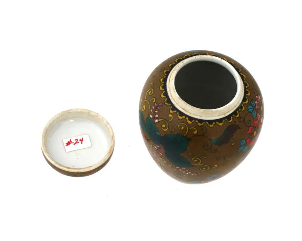 19th Century Japanese Cloisonne Totai Enamel Jar with Paulownia Flowers For Sale