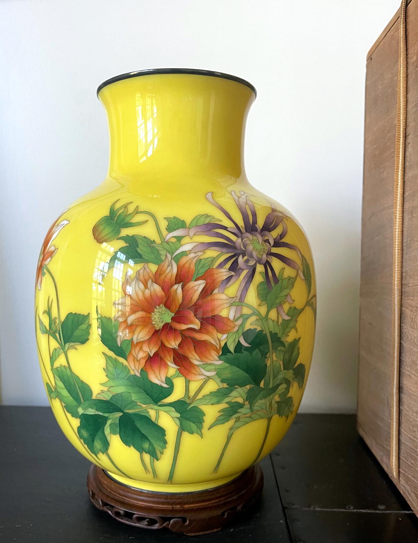 Vase cloisonné japonais Ando Jubei avec boîte de rangement en vente 7