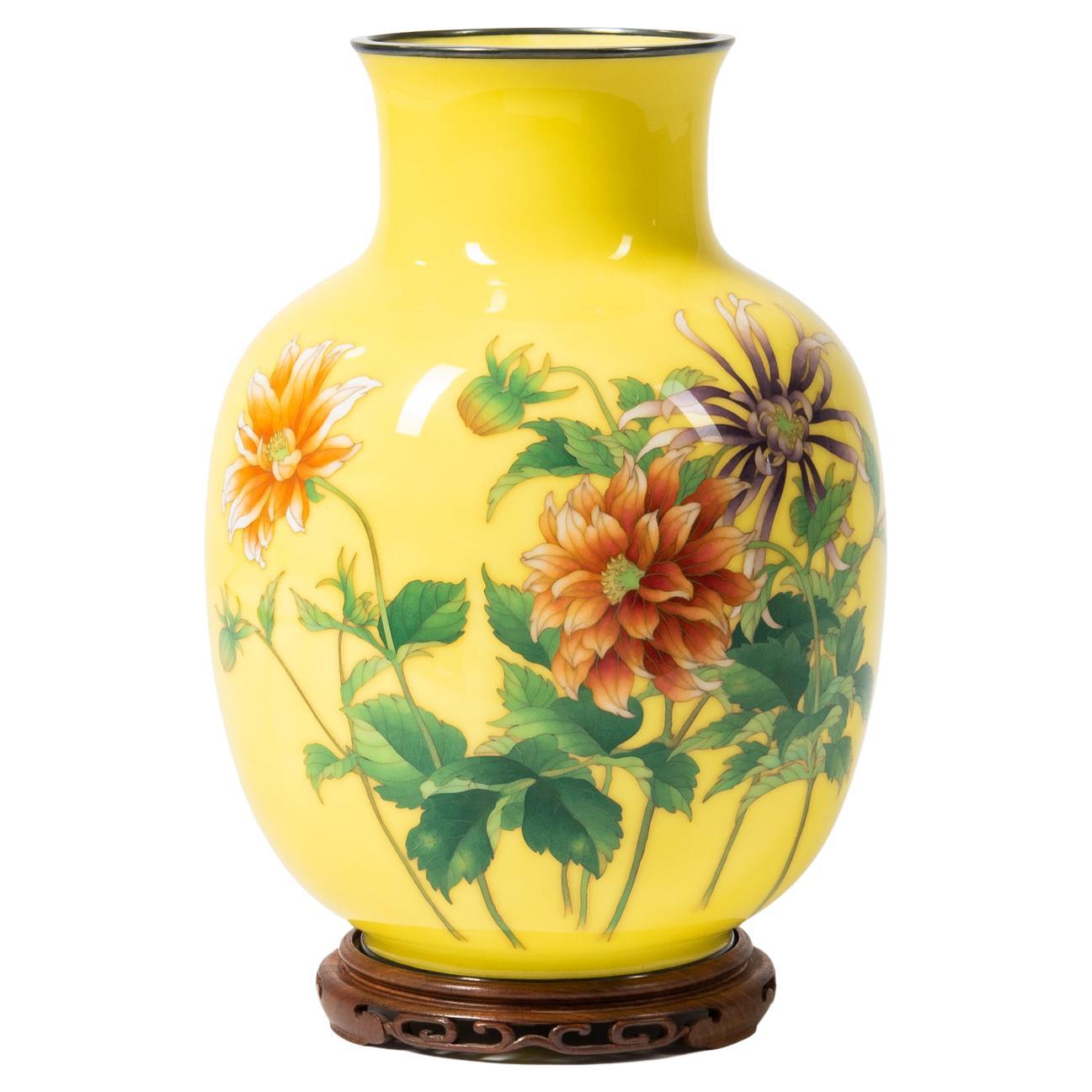 Japanische Cloisonné-Vase Ando Jubei mit Aufbewahrungsbox