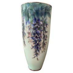 Japanese Cloisonne Vase Decorated with Flowering Wisteria, Ando Studio