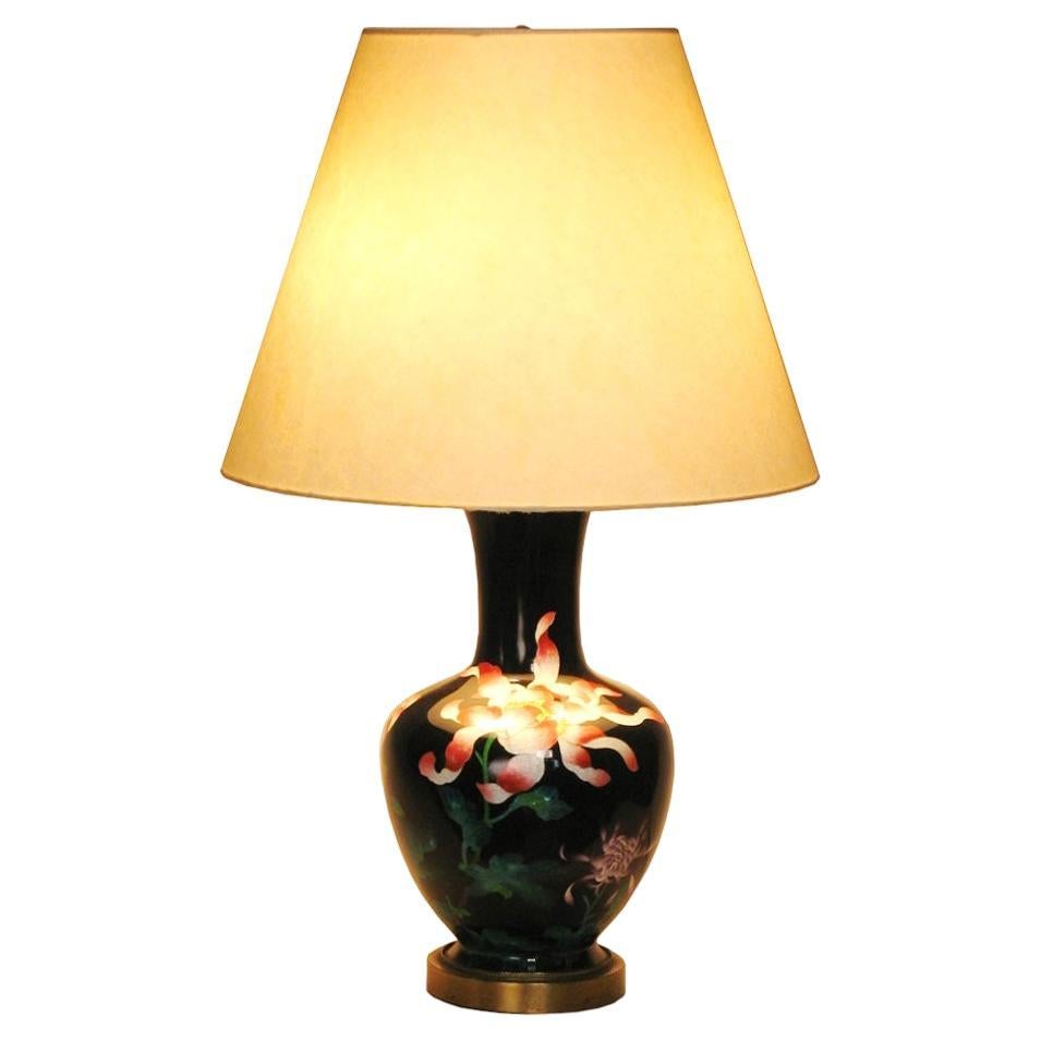 Japanese Cloisonne Vase fitted as an electric table lamp For Sale